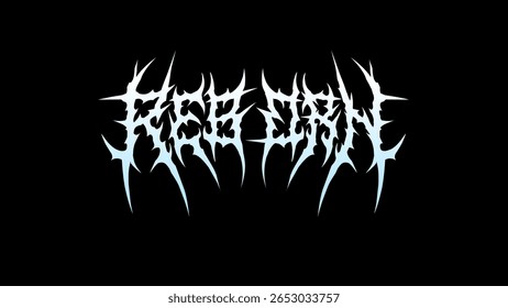 Reborn vector typography in a spiky death metal style, ideal for t-shirts, band logos, album covers, posters, or streetwear merch