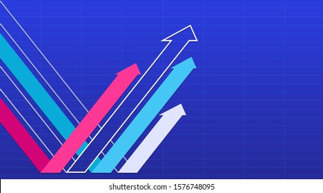 Rebound arrow group on a blue background. Vector illustration.