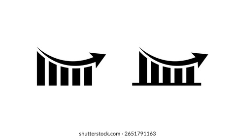 Rebound chart icon with upward curved arrow. Market recovery and growth symbol