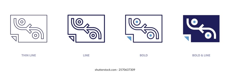 Rebranding strategy icon in 4 different styles. Thin Line, Line, Bold, and Bold Line. Duotone style. Editable stroke.