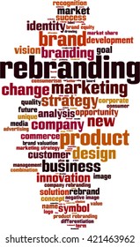 Rebranding word cloud concept. Vector illustration