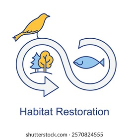 Rebuilding Ecosystems Icon Highlighting Environmental Sustainability.