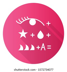 Rebus pink flat design long shadow glyph icon. Conundrum, brainteaser. Abstract reasoning. Ingenuity, intelligence, knowledge test. Brain teaser. Problem solving. Vector silhouette illustration