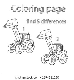 Rebys for kids. Coloring page. Find 5 differences.