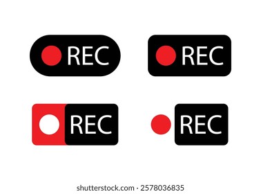 rec black red icon flat vector design illustration