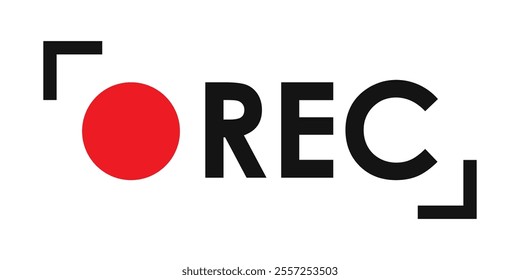 Rec button logotype for Your video user interface isolated text illustration. Vector icon in flat style