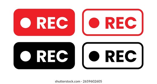 Rec button symbol. Recording button icon vector illustration isolated on white background