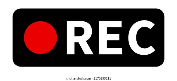 REC button. Video recording button. Real-time shooting. Vector.