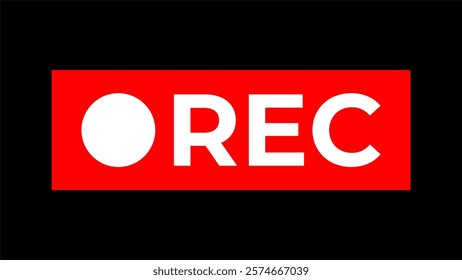 Rec icon camera video Red dot. recording sign vector illustration