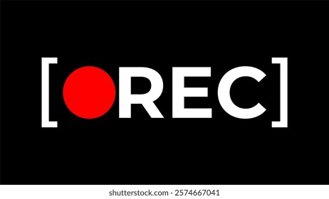 Rec icon camera video Red dot. recording sign vector illustration