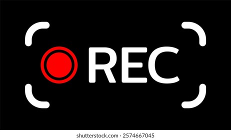 Rec icon camera video Red dot. recording sign vector illustration