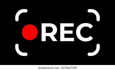 Rec icon camera video Red dot. recording sign vector illustration