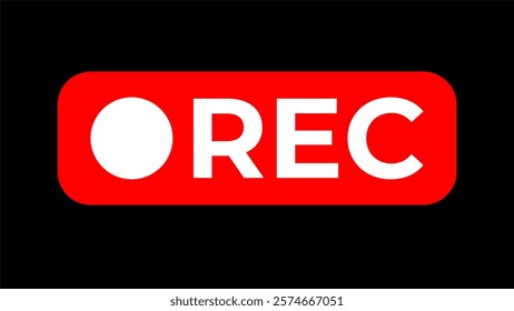 Rec icon camera video Red dot. recording sign vector illustration