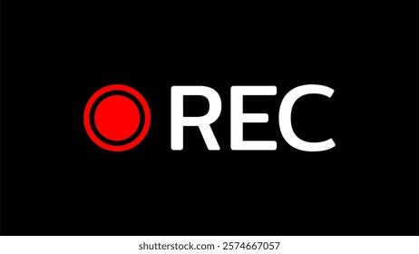 Rec icon camera video Red dot. recording sign vector illustration