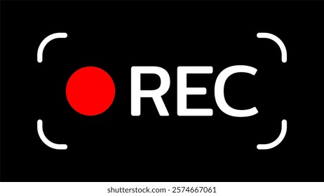 Rec icon camera video Red dot. recording sign vector illustration