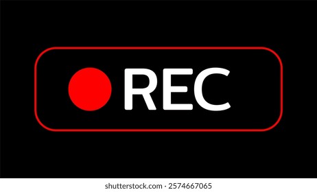 Rec icon camera video Red dot. recording sign vector illustration