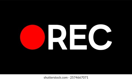 Rec icon camera video Red dot. recording sign vector illustration