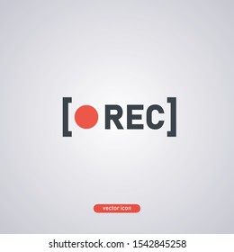 REC icon isolated on a gray background. Modern flat style. Vector illustration.
