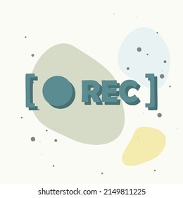 Rec icon on multicolored background. Layers grouped for easy editing illustration. For your design.