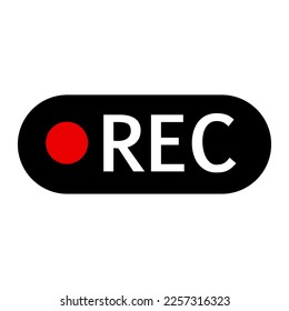 REC icon with rounded corners. Recording sign. Vector.