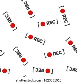Rec icon seamless pattern on a white background.