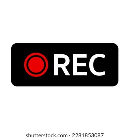 REC icon for video camera recording. Vector.