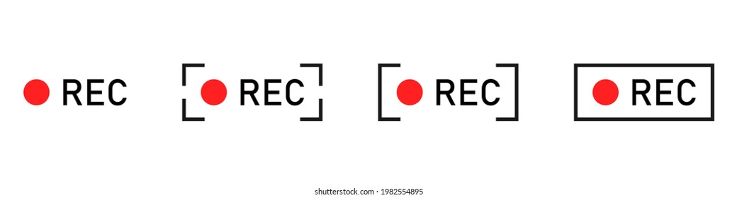 Los iconos de grabación se establecen aislados en el fondo blanco. Concepto de grabación de audio o vídeo. Ilustración del vector