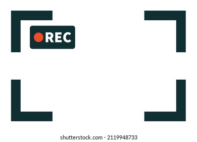 REC Logo und Frame Icons während der Aufnahme und Filmen. Vektorgrafik.