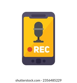 Vector plano del icono de reportero de medios de grabación. Televisión de cámara. Equipo de reporteros aislado