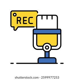 Rec Podcast  vector filled outline icon. EPS 10 file
