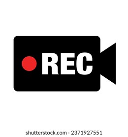 REC record camera icon. Vector.