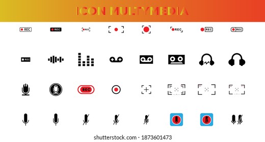 Rec Set icon vector graphic of template