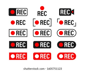Rec. Set recording sign. Currently recording. Vector stock illustration.
