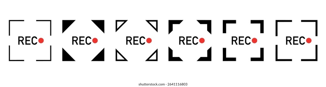 Rec. Set recording sign. Currently recording. Vector stock illustration