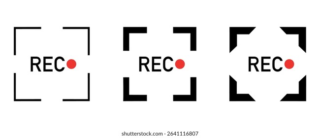 Rec. Set recording sign. Currently recording. Vector stock illustration