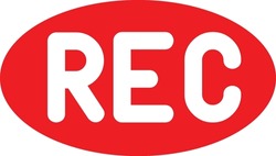 Rec Text With White Color And Rec Background Record Symbol