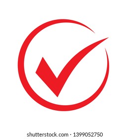 Rec tick icon vector symbol, checkmark isolated on white background, checked icon or correct choice sign, check mark or checkbox pictogram