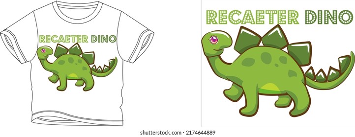 recaeter dino t-shirt design background color is a white and t-shirt color is a white beautiful color and beautiful design