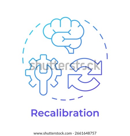 Recalibration blue gradient concept icon. Reconfiguring resources. Step in capacity management processes. Round shape line illustration. Abstract idea. Graphic design. Easy to use in presentation