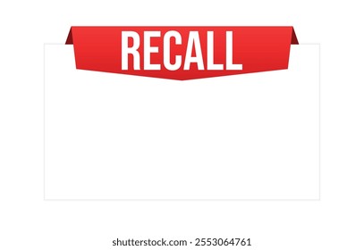 Recall banner design. Recall icon. Flat style vector illustration.