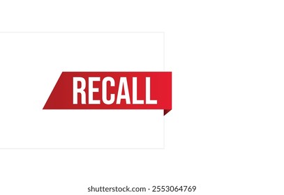 Recall banner design. Recall icon. Flat style vector illustration.