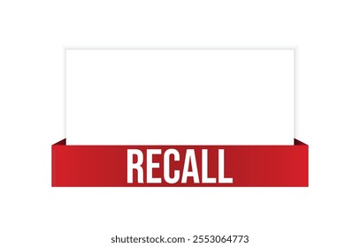 Recall banner design. Recall icon. Flat style vector illustration.