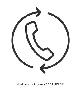 recall phone icon with simple black line use for website asset 