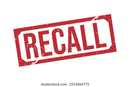 ERINNERN Roter Gummistempel auf weißem Hintergrund. Stempelzeichen RECALL. RECALL-Stempel.