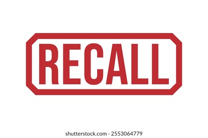 ERINNERN Roter Gummistempel auf weißem Hintergrund. Stempelzeichen RECALL. RECALL-Stempel.