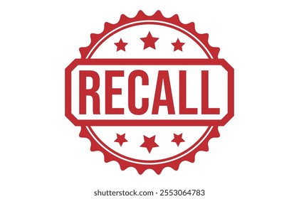 ERINNERN Roter Gummistempel auf weißem Hintergrund. Stempelzeichen RECALL. RECALL-Stempel.