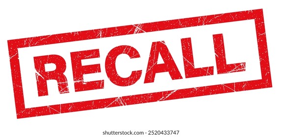 Recall red stamp style. Grunge red recall round rubber seal stamp