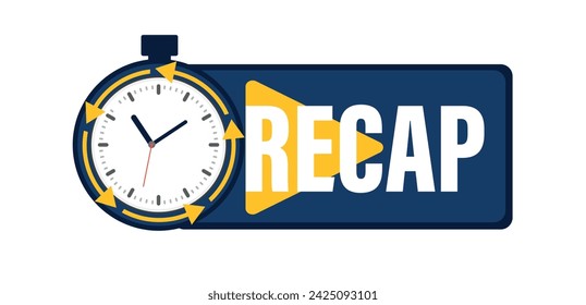 Recap, video play button replay. Watching on streaming. Vector stock illustration.