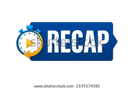 Recap, video play button replay. Watching on streaming. Vector stock illustration.