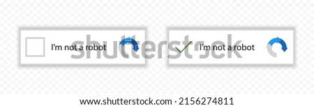 Recaptcha buttons. Website protection captcha code. Captcha buttons. Captcha code buttons. Vector graphic EPS 10
